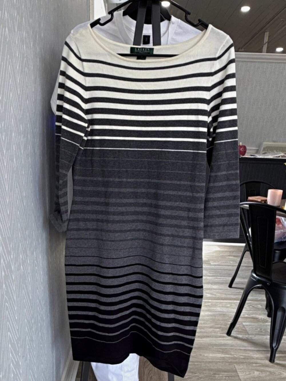NWT Lauren Ralph Lauren Dress Size M Ombre Gradient Striped Knit Sweater Dress
